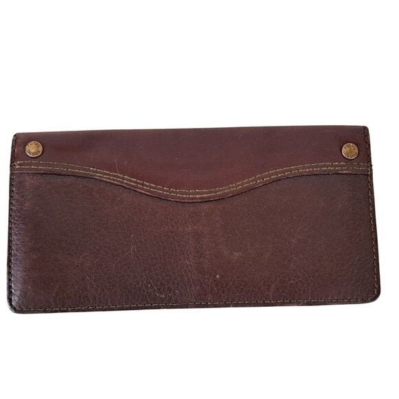 Vintage Fossil Brown Genuine Leather Wallet Card Slots  ID Window - Picture 1 of 10